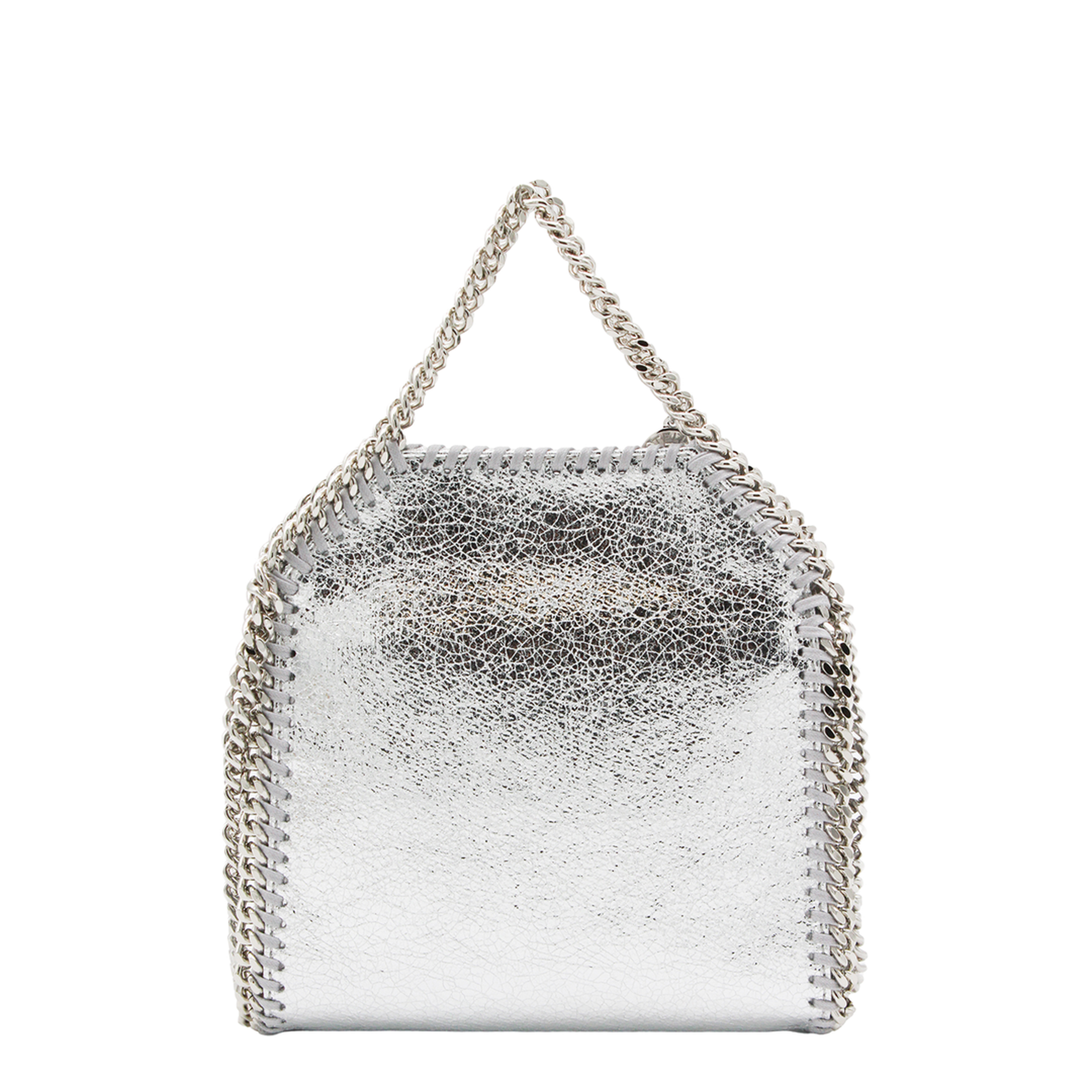 Falabella Tiny Cracked Metallic Polyester Tote Bag - Silver