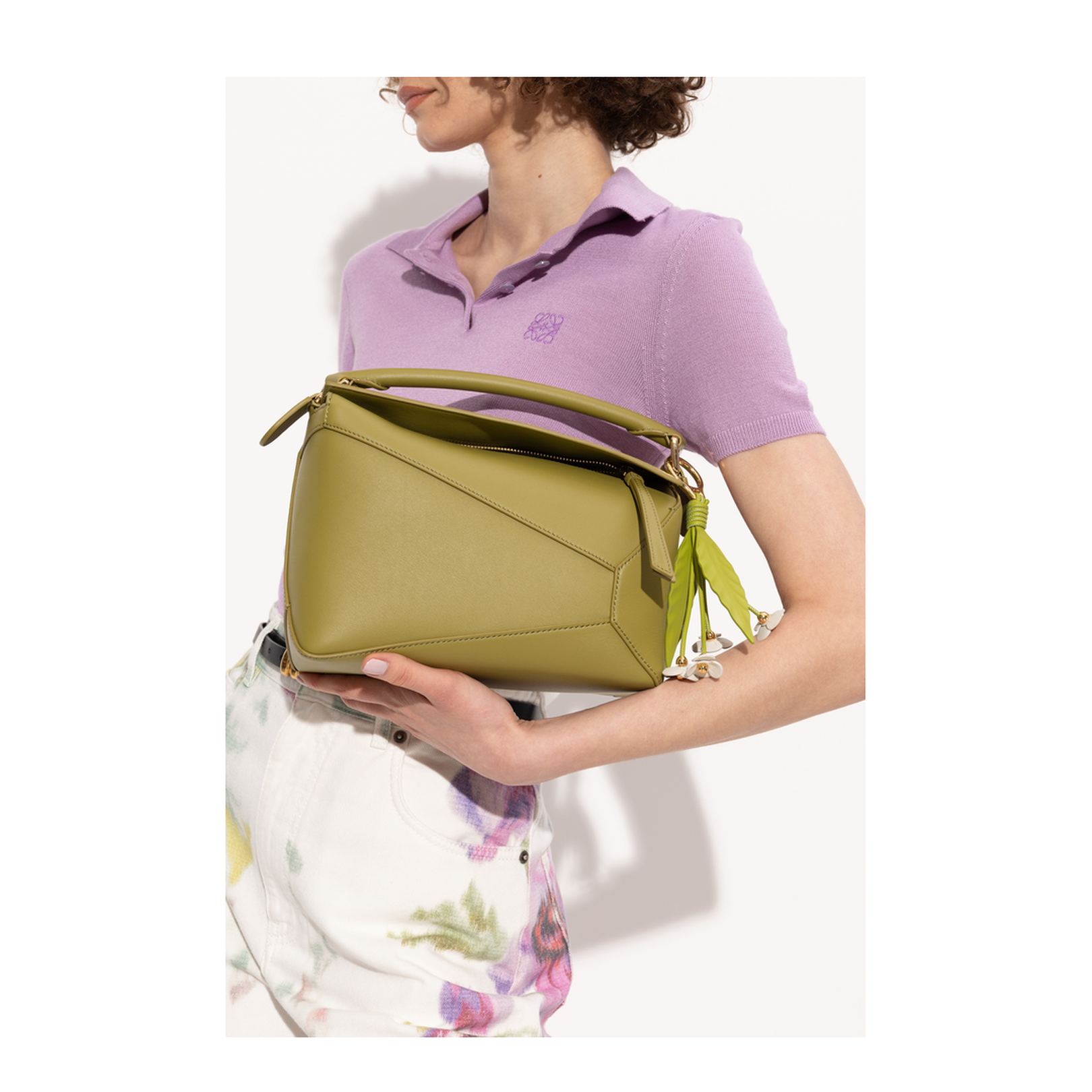 Small Puzzle Edge Bag in Classic Calfskin Green