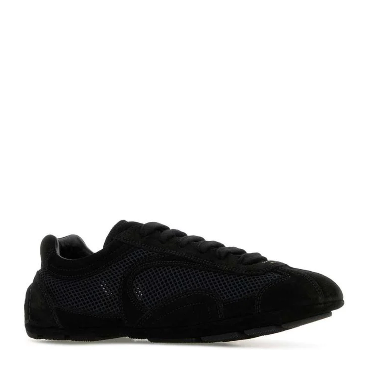 MAYFEYR - Prada - Black Suede And Mesh Montecarlo Sneakers - 1E247OFD0103D8CF0002