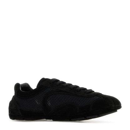 MAYFEYR - Prada - Black Suede And Mesh Montecarlo Sneakers - 1E247OFD0103D8CF0002