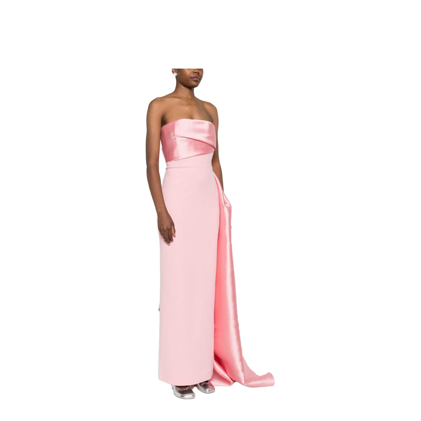 Kinsley Strapless Draped Satin Maxi Dress