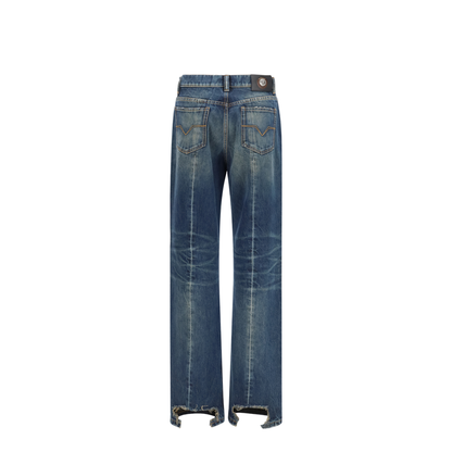 MAYFEYR - Versace - Distressed Straight-Leg Cotton Denim Jeans - 10245291A17707