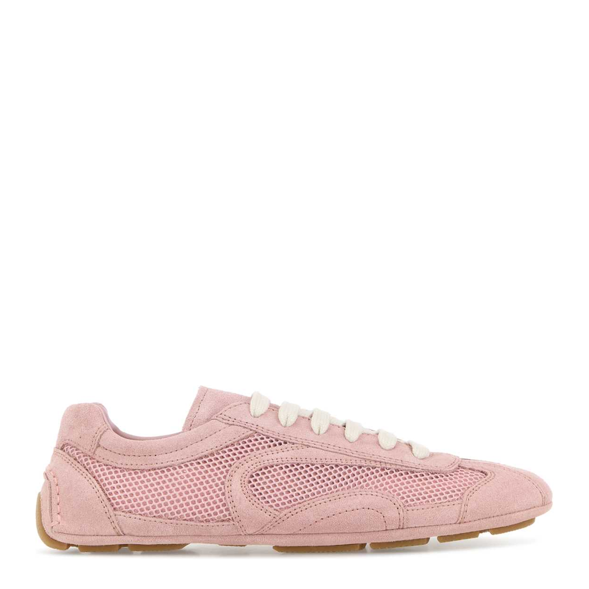 MAYFEYR - Prada - Pink Suede And Mesh Montecarlo Sneakers - 1E247OFD0103D8CF0924