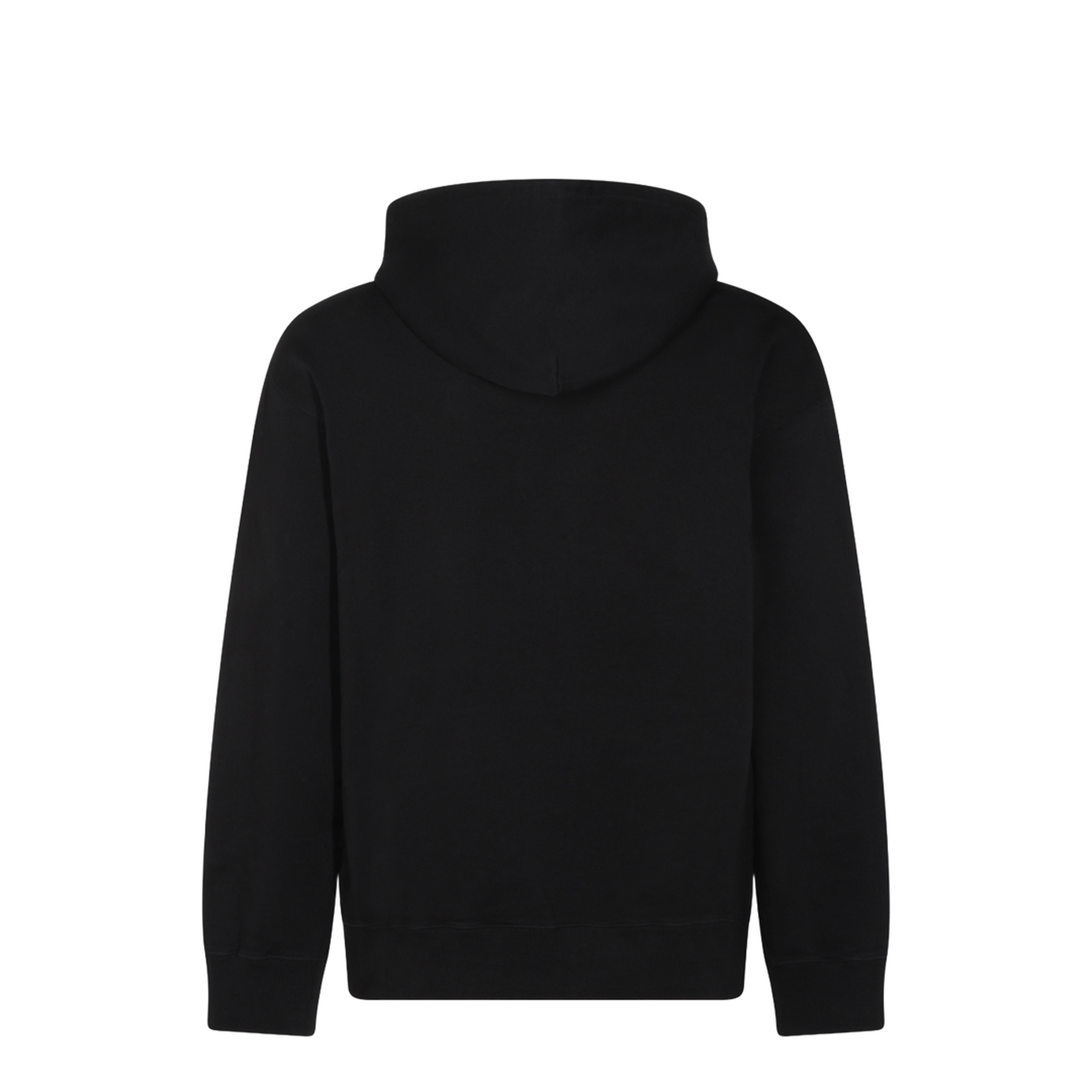 Black Front Pouch Pocket Adjustable Drawstring Hood Ribbed Cuffs Logo Patch Detailing