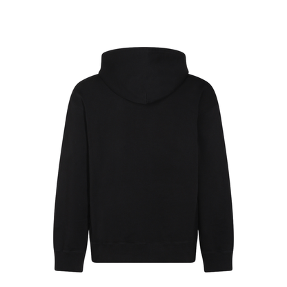 Black Front Pouch Pocket Adjustable Drawstring Hood Ribbed Cuffs Logo Patch Detailing