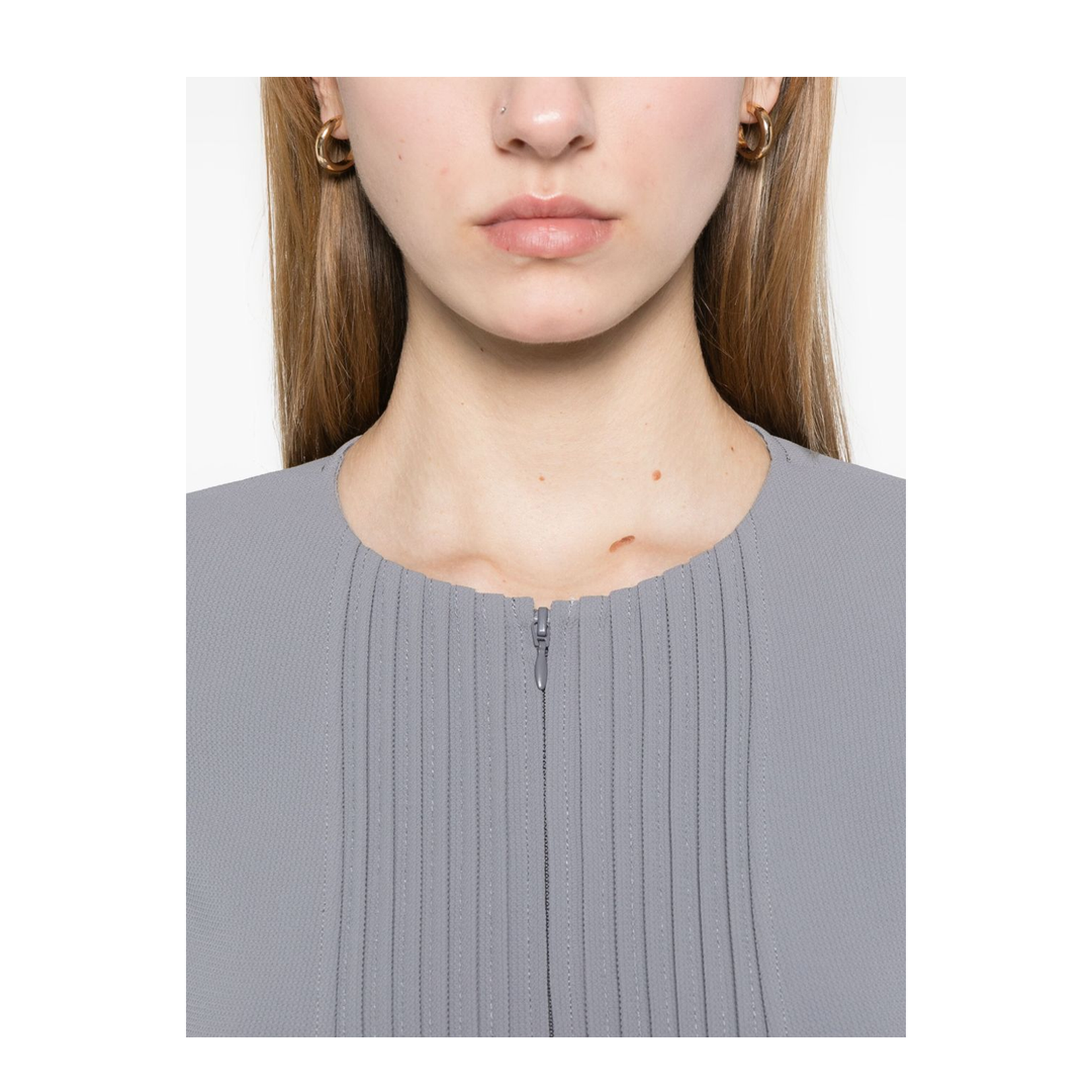 Jacket in Pleated Fluid Armure Fabric