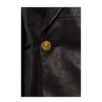 Women's Leather Blazer Black