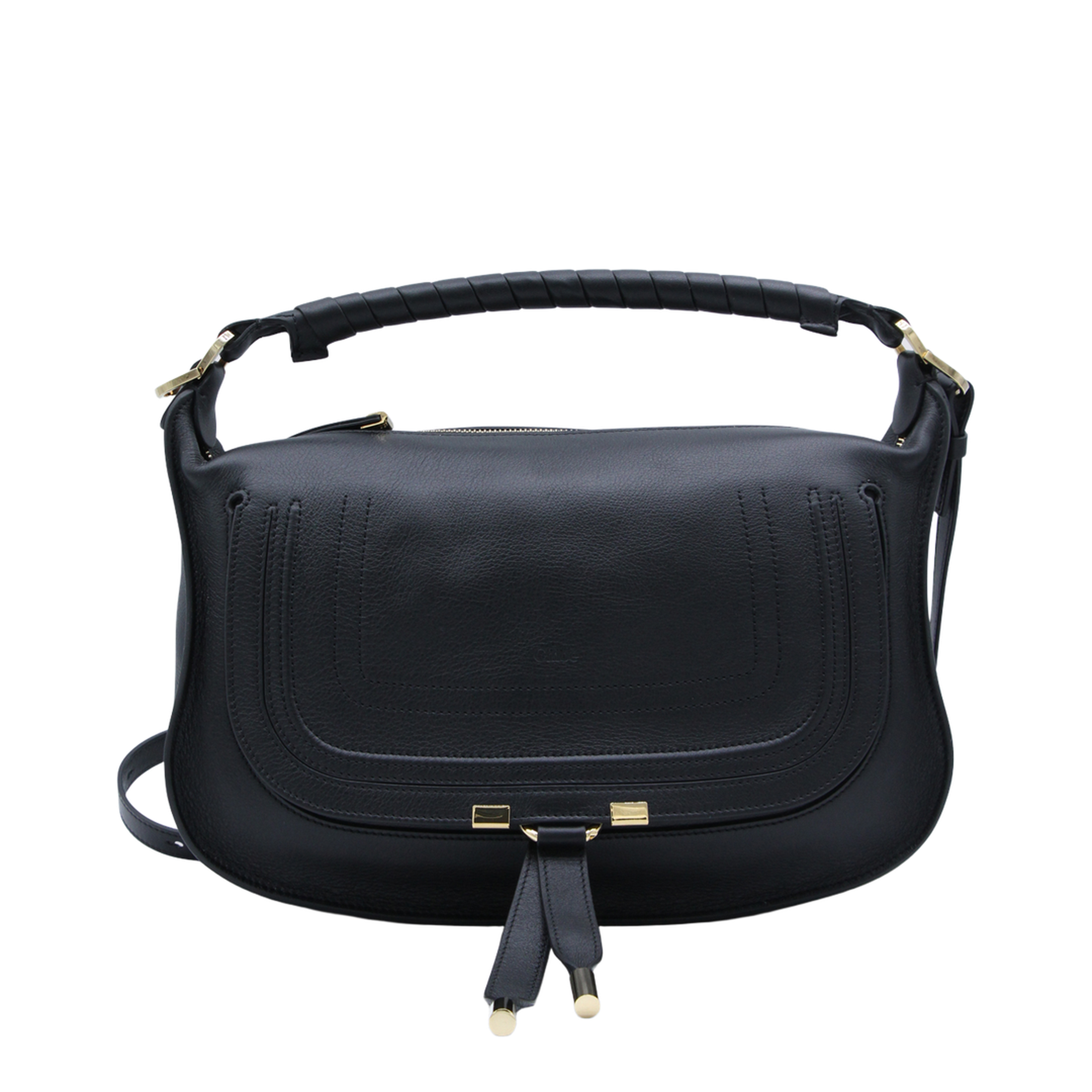 Marcie Small Calfskin Shoulder Bag - Black