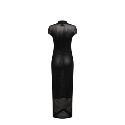 Mesh Dress with Flocked Logo