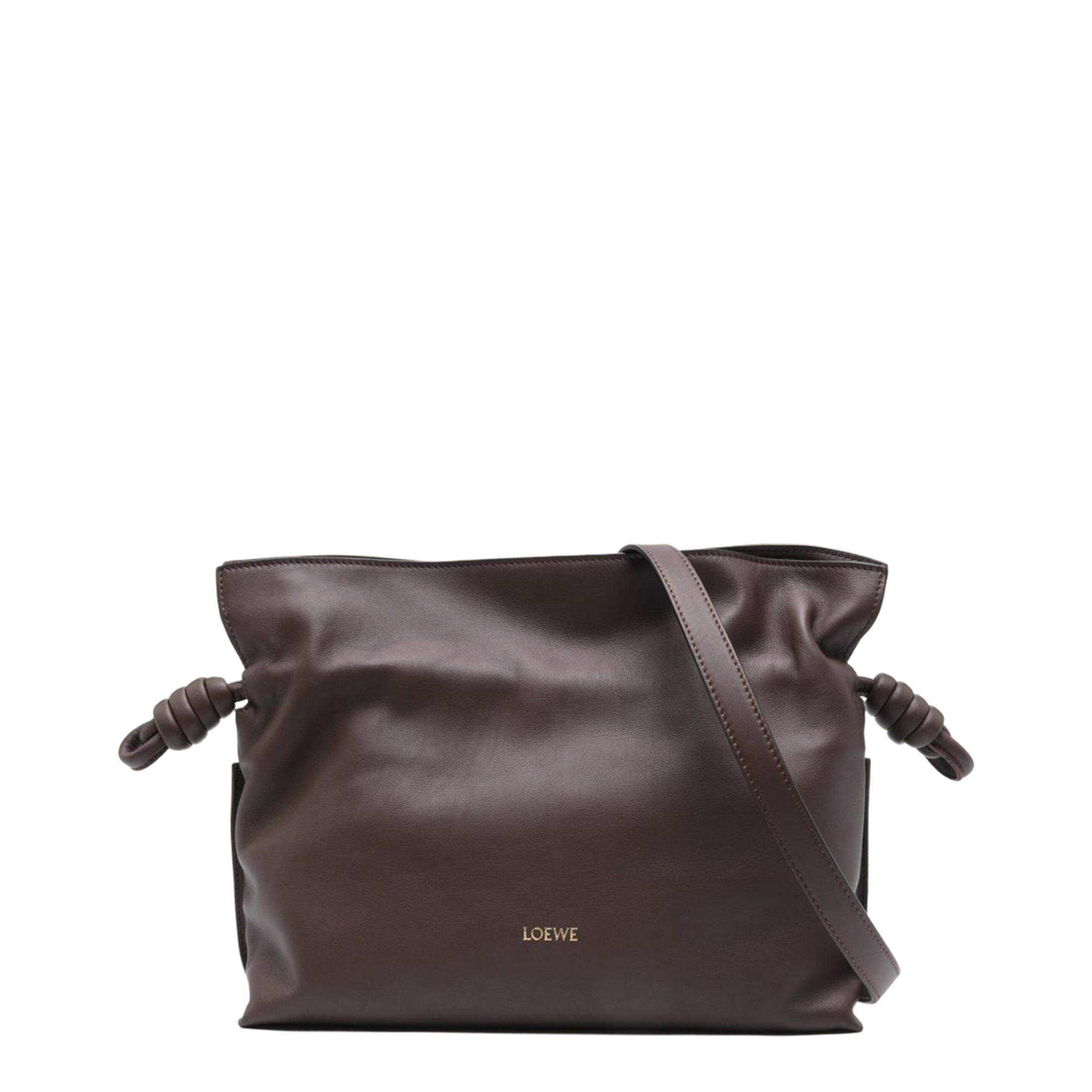 Flamenco Medium Leather Clutch Bag - Brown