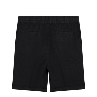 Navy Blue Linen Drawstring Bermuda Shorts