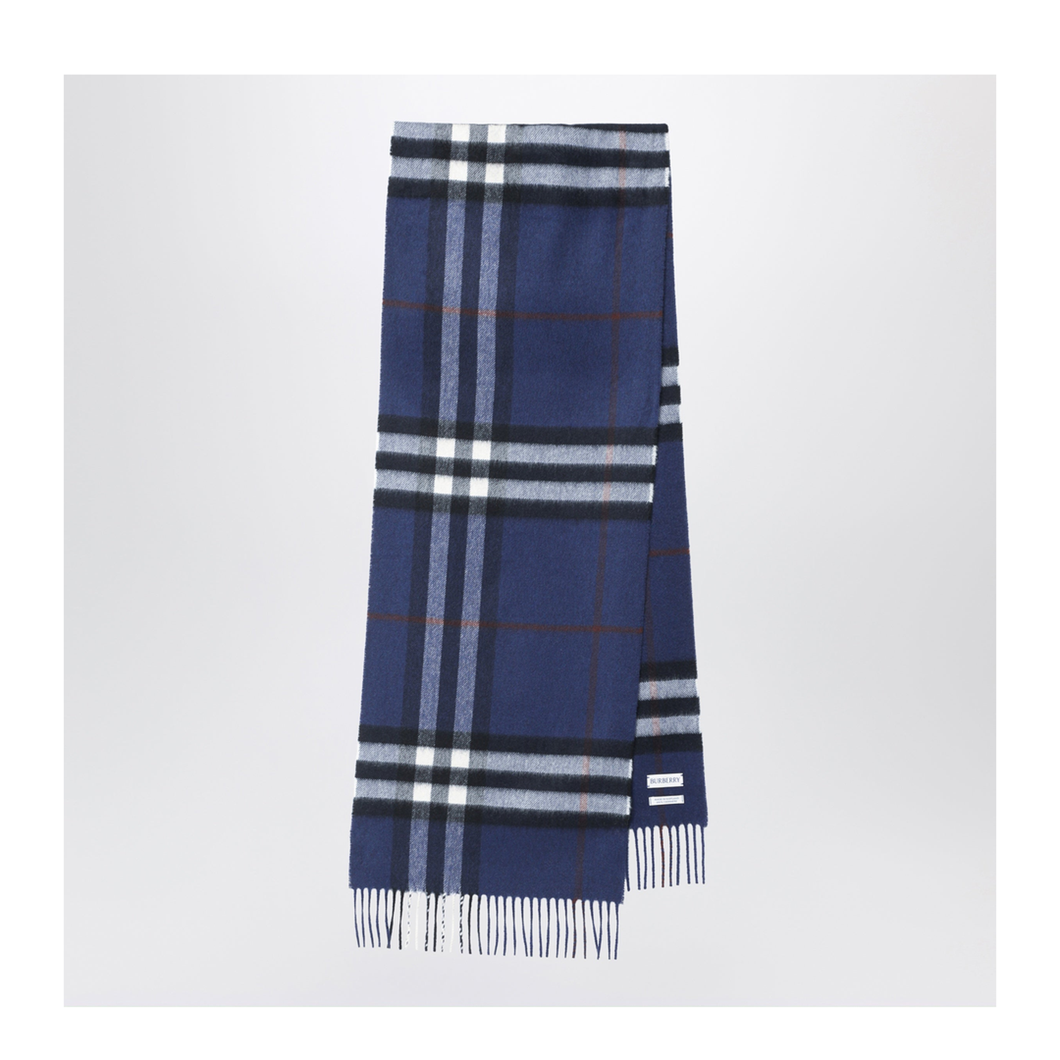 MAYFEYR - Burberry - Blue Cashmere Scarf With A Checked Pattern - 8113948110106A2993