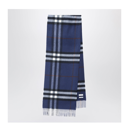 MAYFEYR - Burberry - Blue Cashmere Scarf With A Checked Pattern - 8113948110106A2993