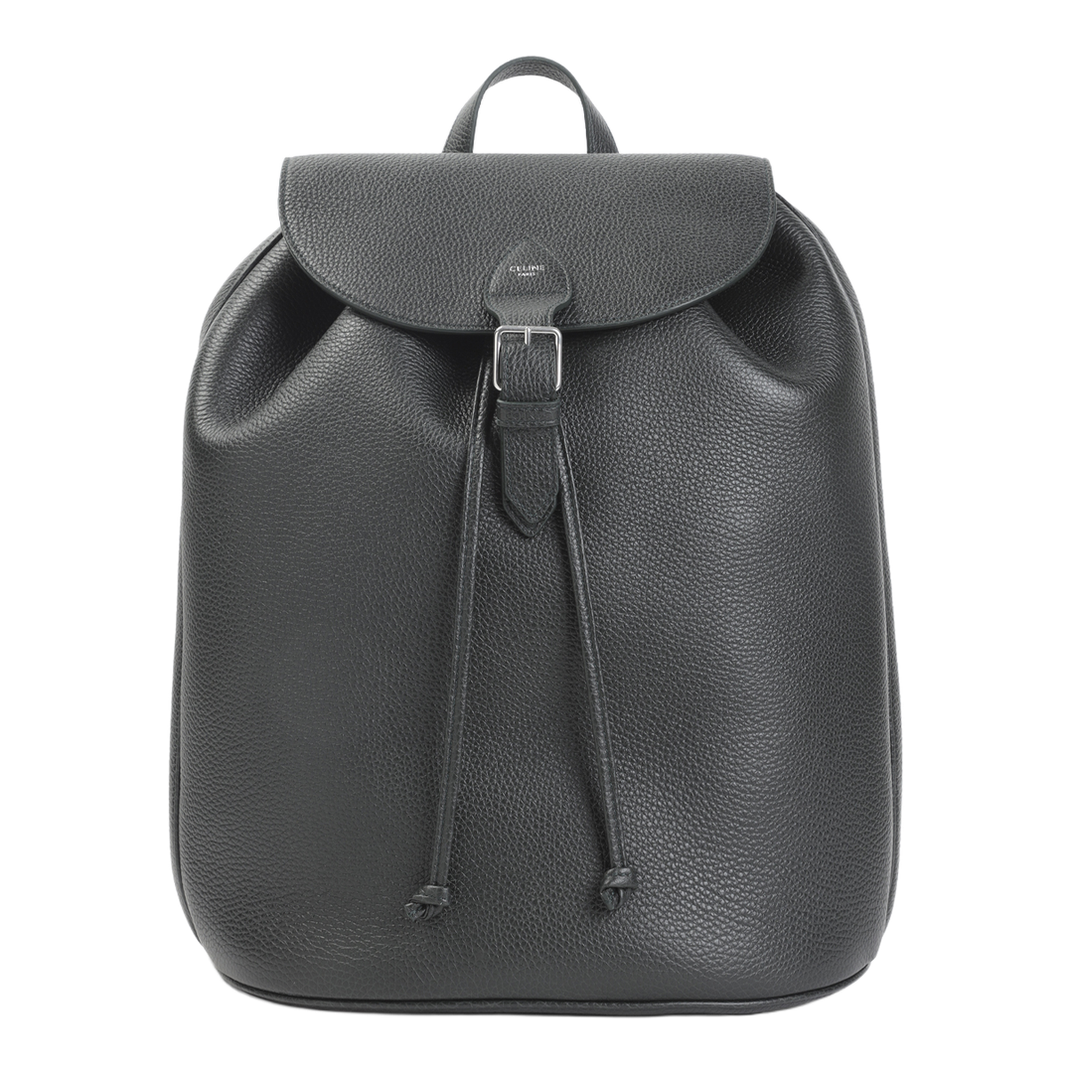 Large Backpack Folco in Grained Calfskin - Night Green