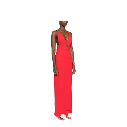 Cross-Back Straps Maxi Dress V-Neck
