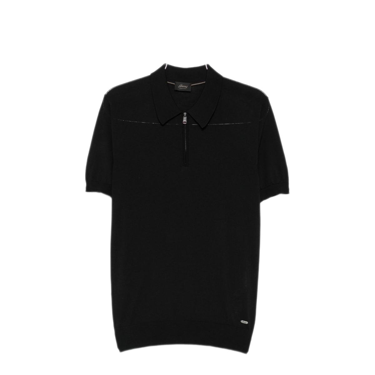 MAYFEYR - Brioni - Black Knitted Quarter Zip Polo Sweater - UMS20LOZK821000