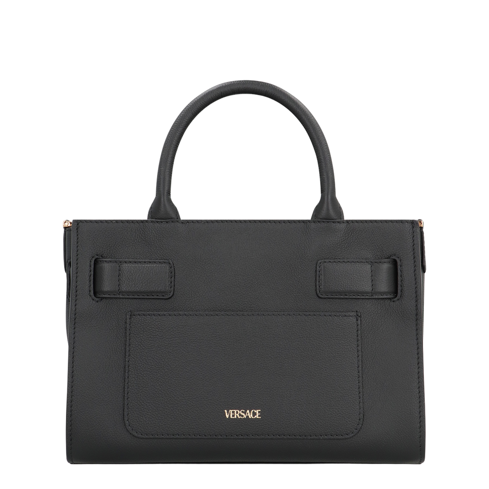 Medusa Black Leather Hand Bag