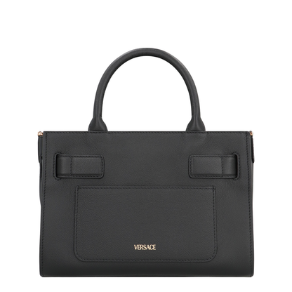 Medusa Black Leather Hand Bag