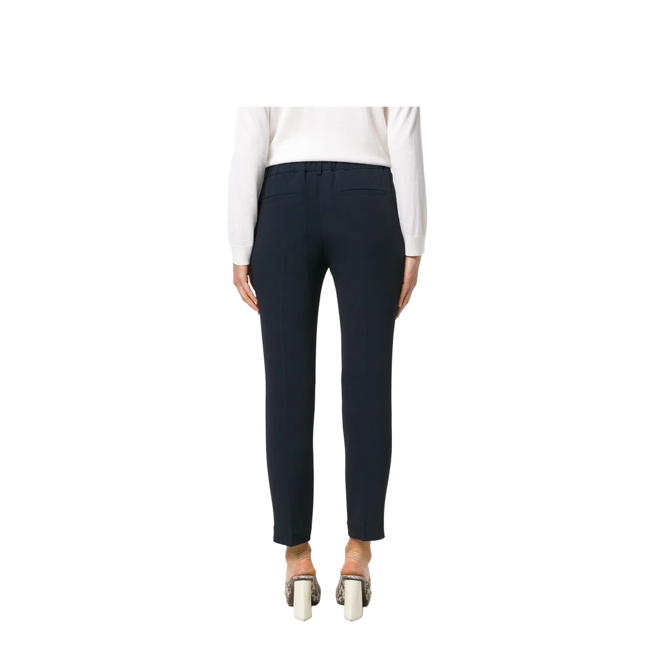 Silk Blend Trousers Dark Blue
