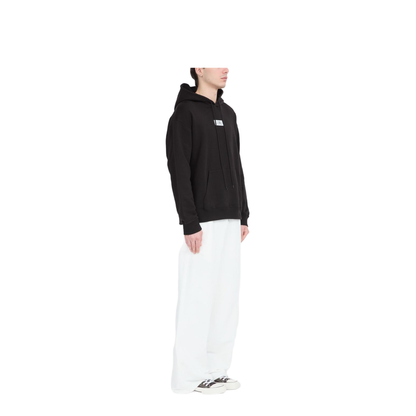 Black Front Pouch Pocket Adjustable Drawstring Hood Ribbed Cuffs Logo Patch Detailing