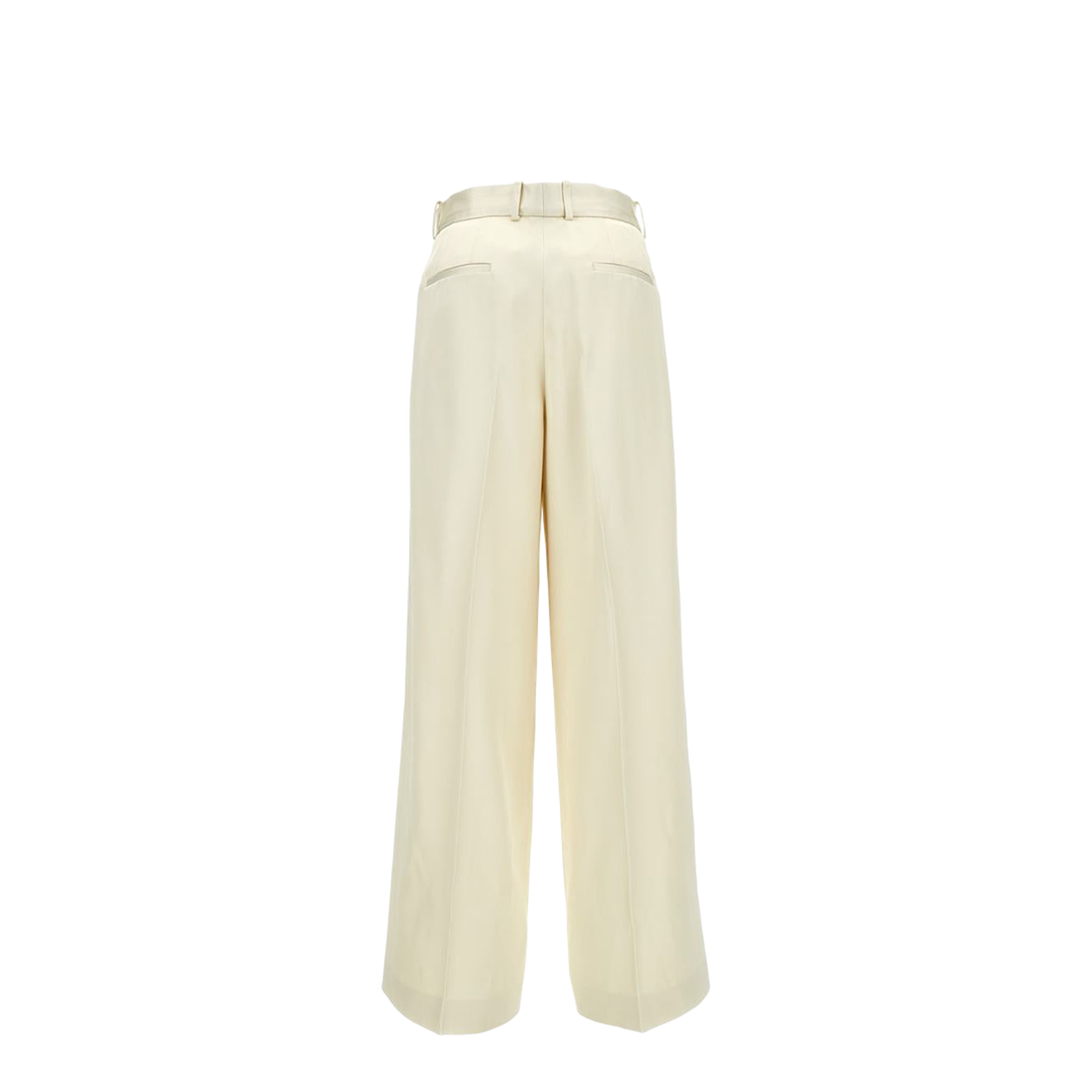 Beige High Waisted Tailoring Pants In Silk Blend