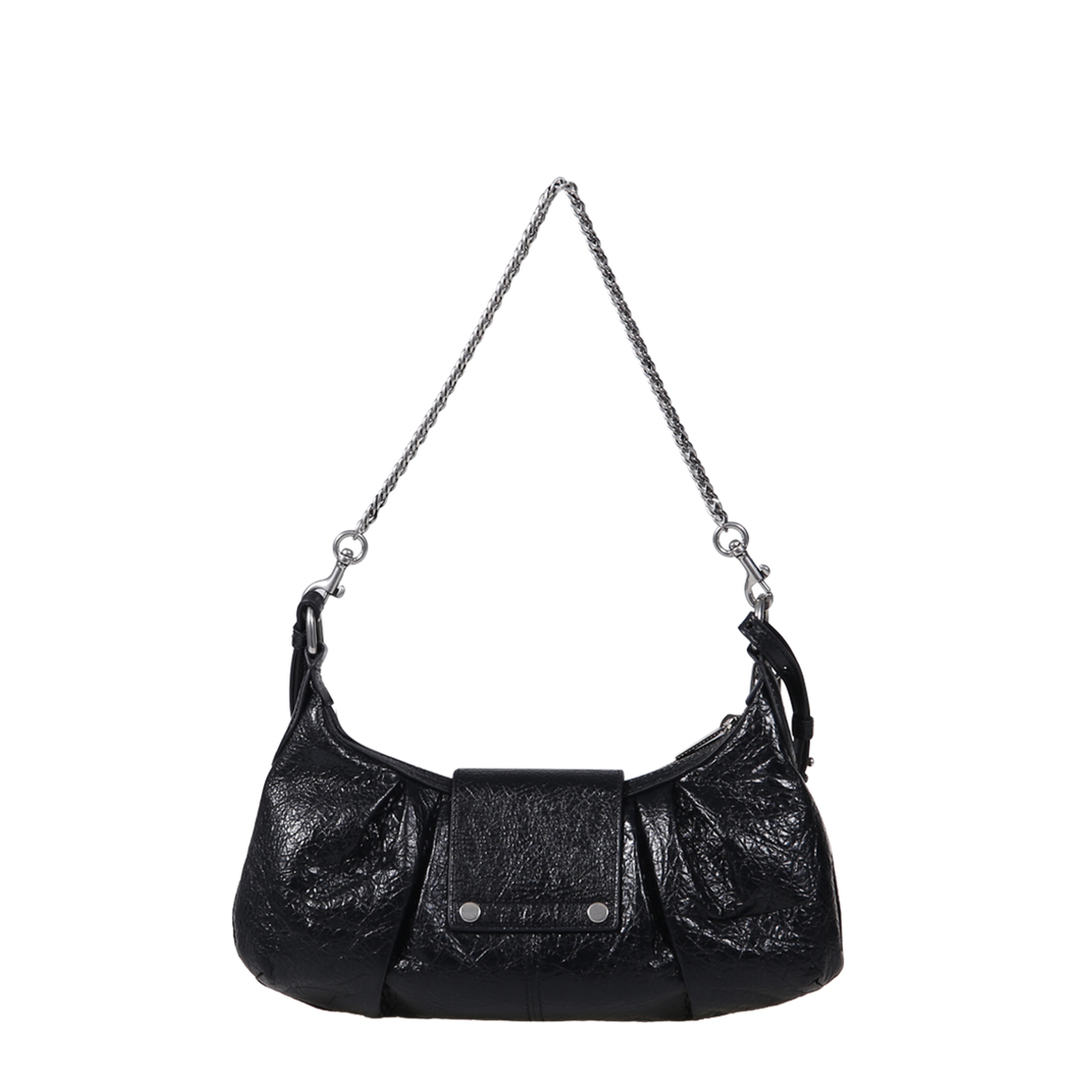 Black Leather Small Pamela Shoulder Bag
