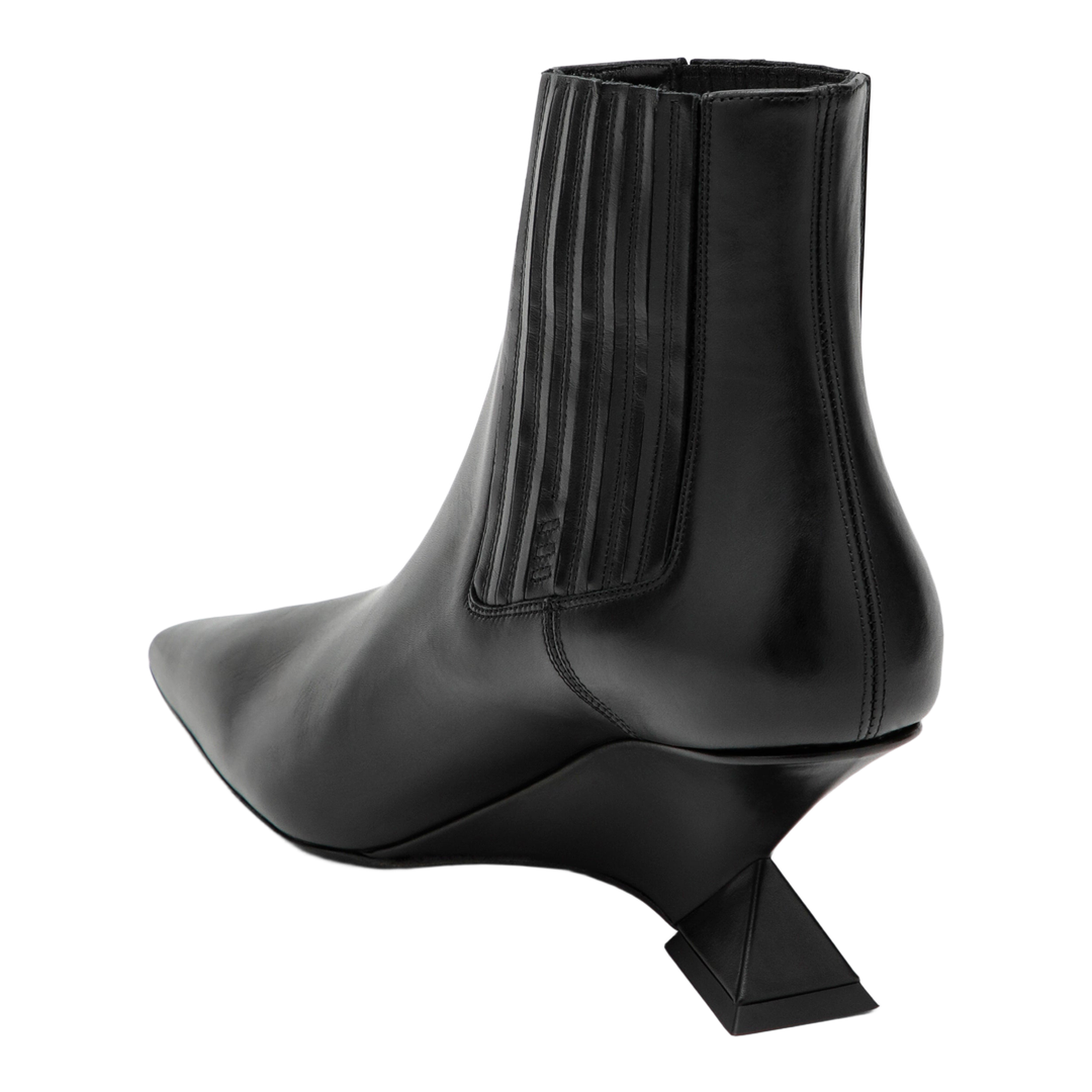 MAYFEYR - The Attico - Cheope Wedge-Hell Ankle Boots In Black Calfskin - 261WSH00921LBT019AA100