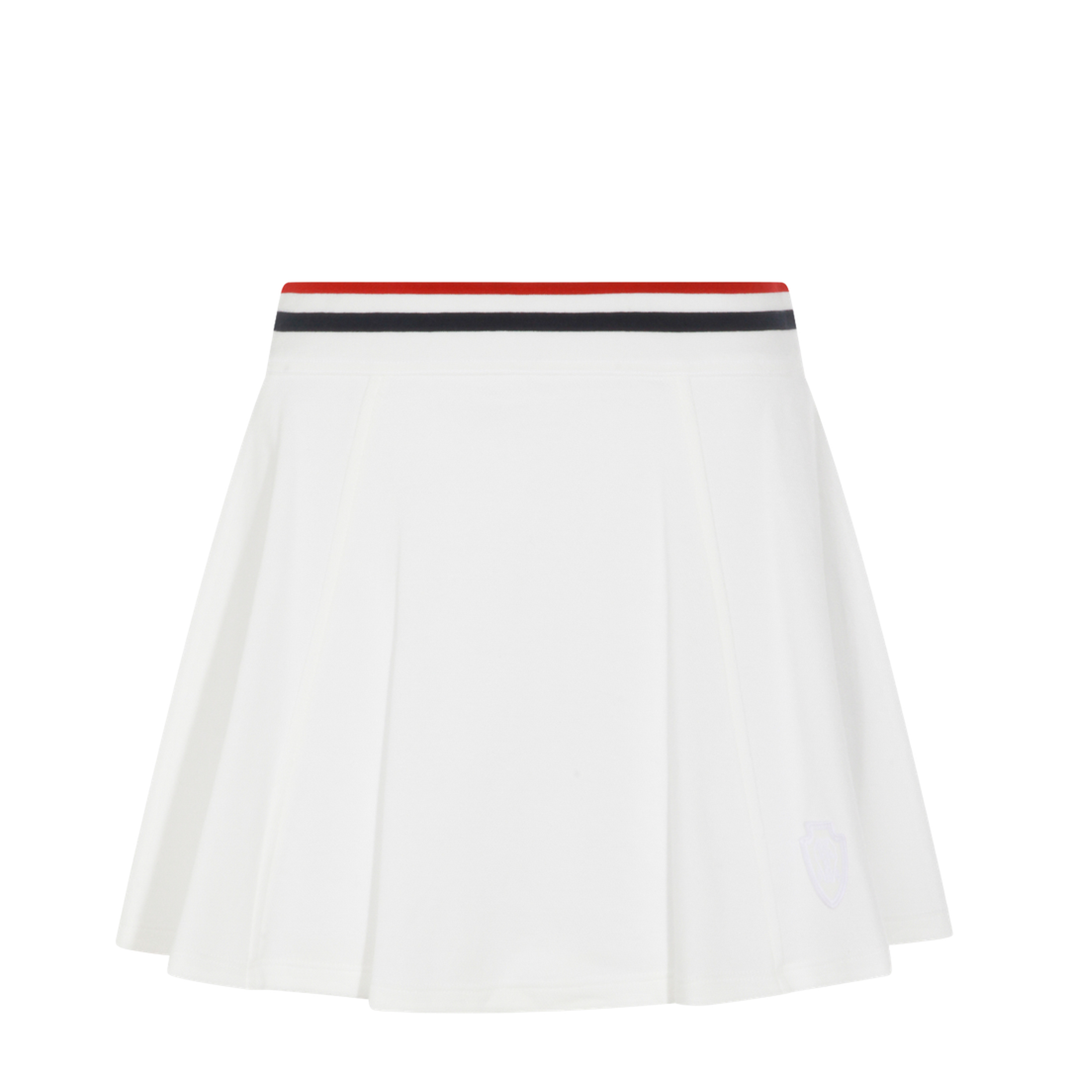 Striped-Trim A-Line Mini Skirt White