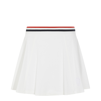 Striped-Trim A-Line Mini Skirt White
