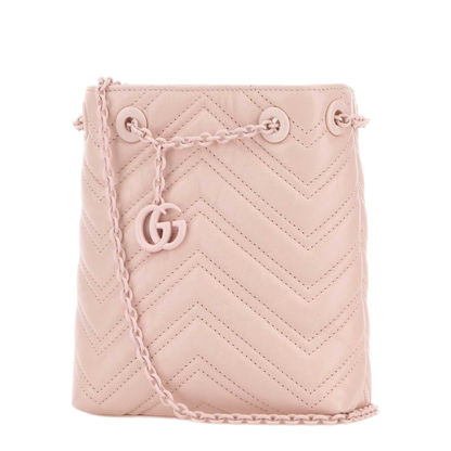 MAYFEYR - Gucci - Pink Leather Micro Gg Marmont Bucket Bag - 856404AAFS15734