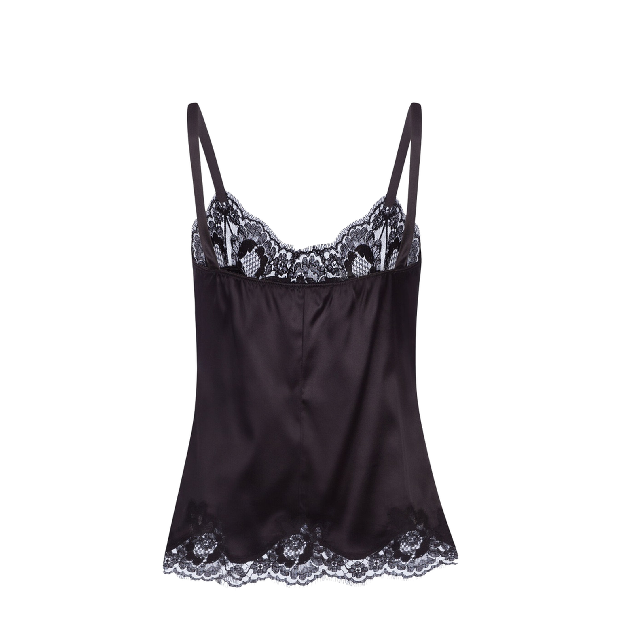 MAYFEYR - Dolce & Gabbana - Black Lace-Trim Silk Top - O7A00TONO13N0000