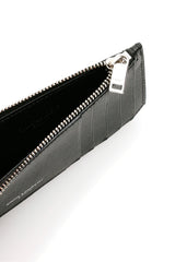 Grained Leather Zipped Cardholder, Silver Hardware