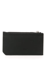 Grained Leather Zipped Cardholder, Silver Hardware