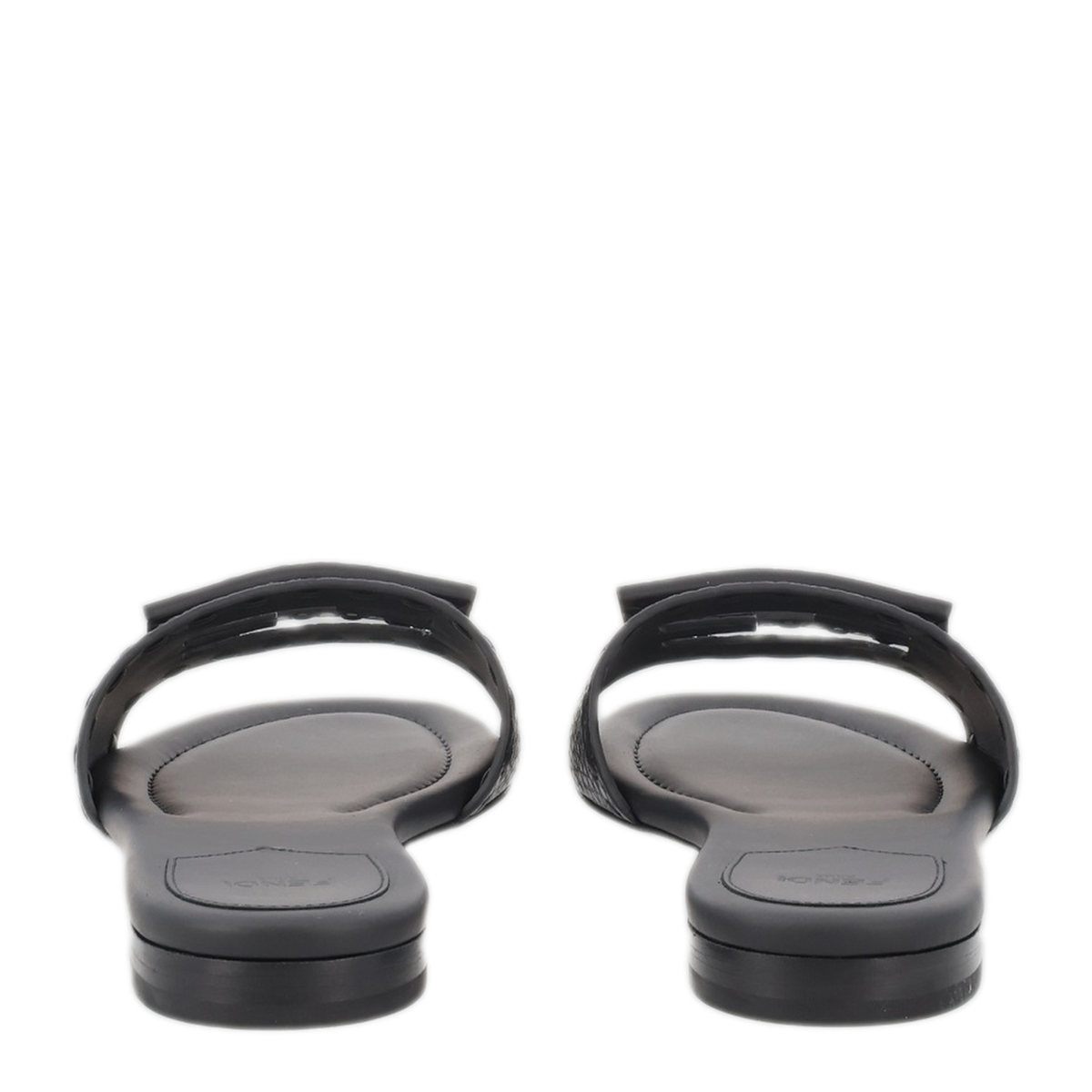 Black Leather Baguette Slides