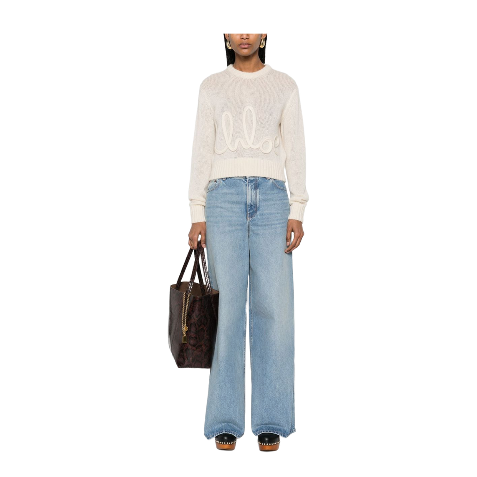 High-Rise Wide-Leg Jeans in Iced Blue