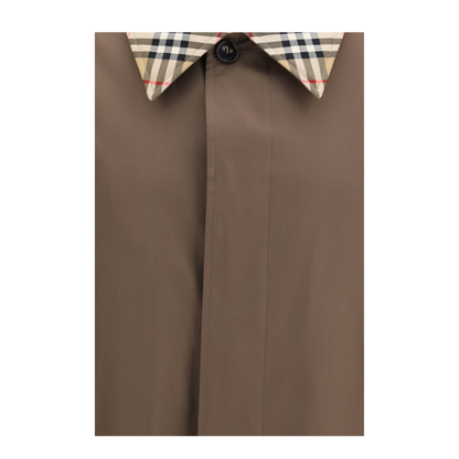 MAYFEYR - Burberry - Cotton Gabardine Coat With Check Collar - 8132359