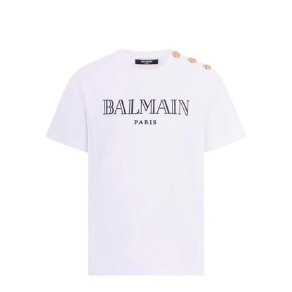 MAYFEYR - Balmain - Crew Neck T Shirt With Buttons - BY8Q81Z3672100OR