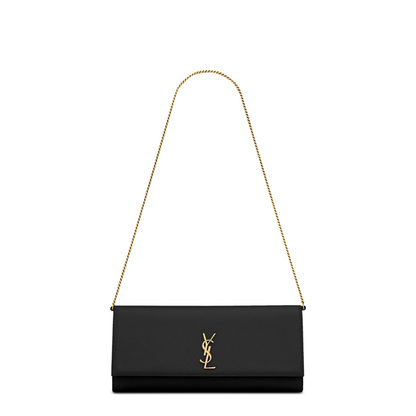 Kate Grain de Poudre Leather Clutch - Black