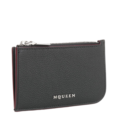 Black Leather Zip Card Holder