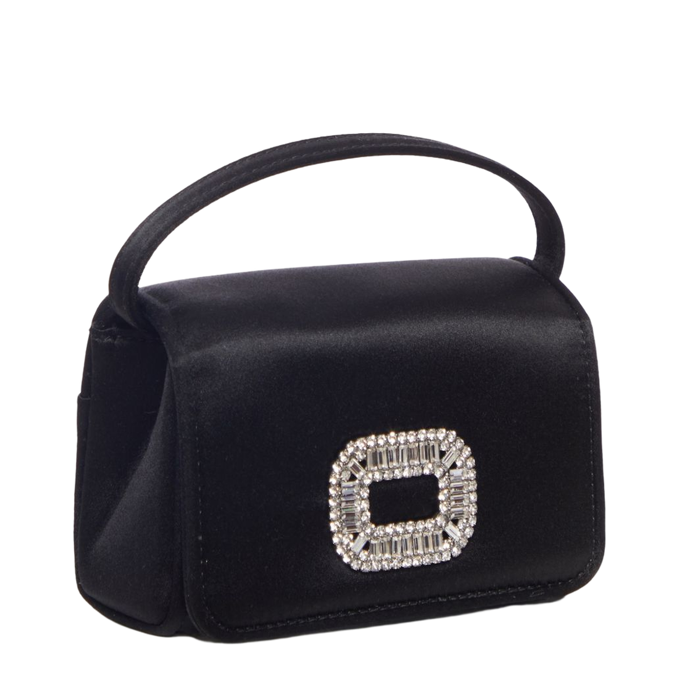Chain Satin Shoulder Bag - Black