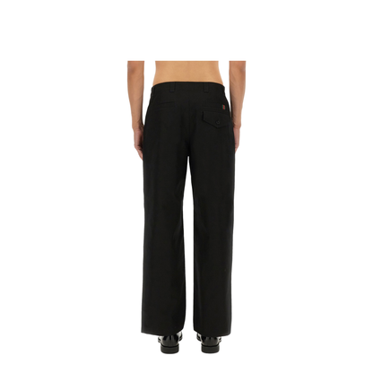 Cotton Twill Pant with Web Detail in Black