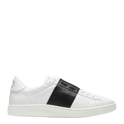 MAYFEYR - Valentino - Open Royco Nappa Calfskin Sneakers In White/Black - 9Y2S0N84BYAA01