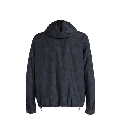 Windbreaker with blue pattern