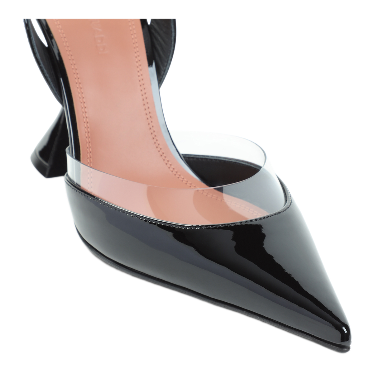 MAYFEYR - Amina Muaddi - Lara Sling 95 Patent Pvc Pumps - 18S366696LARBLACK