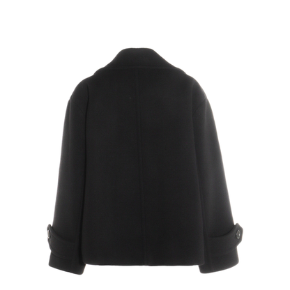 Oversized Wool Short Coat - Black