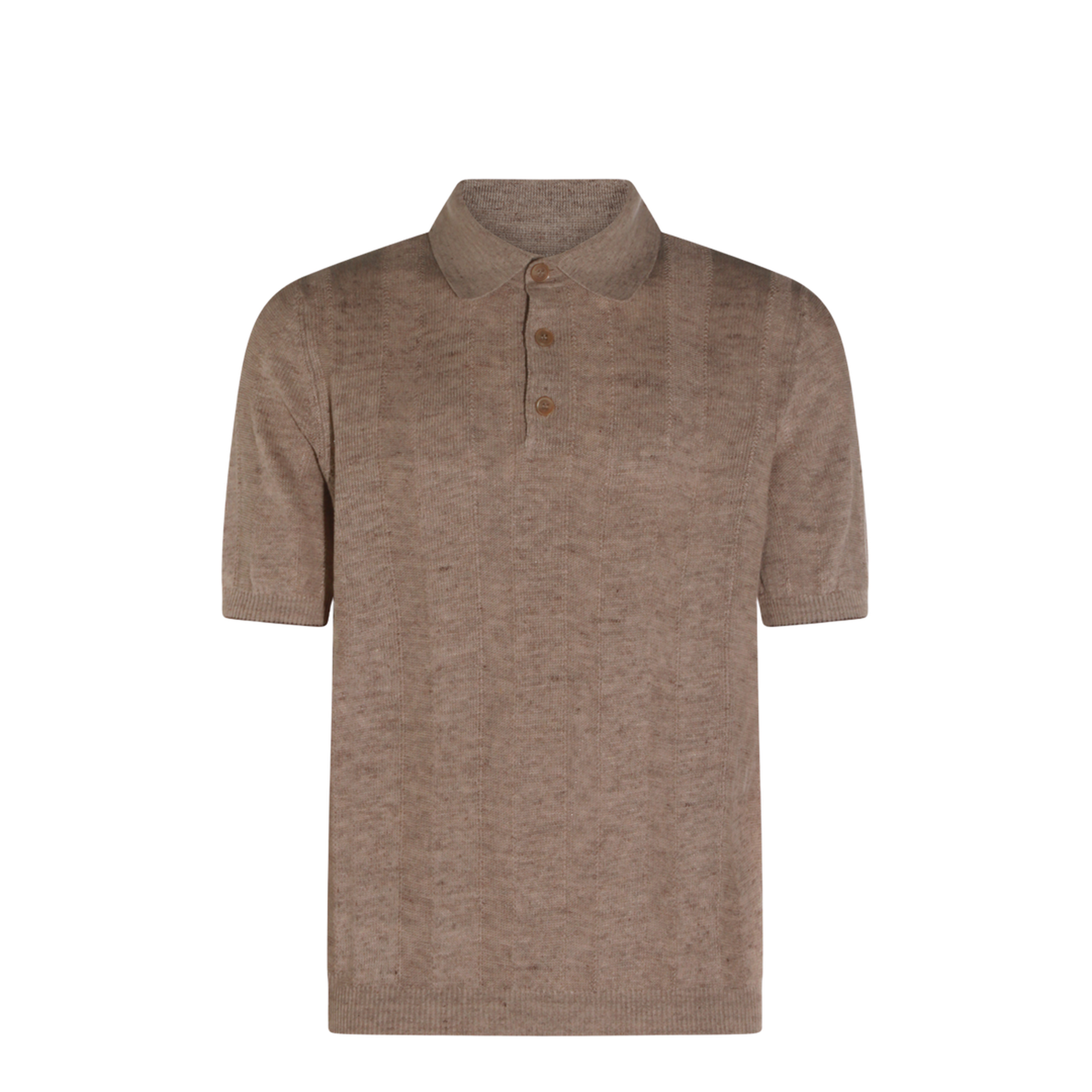 Ribbed Button Polo Shirt Brown