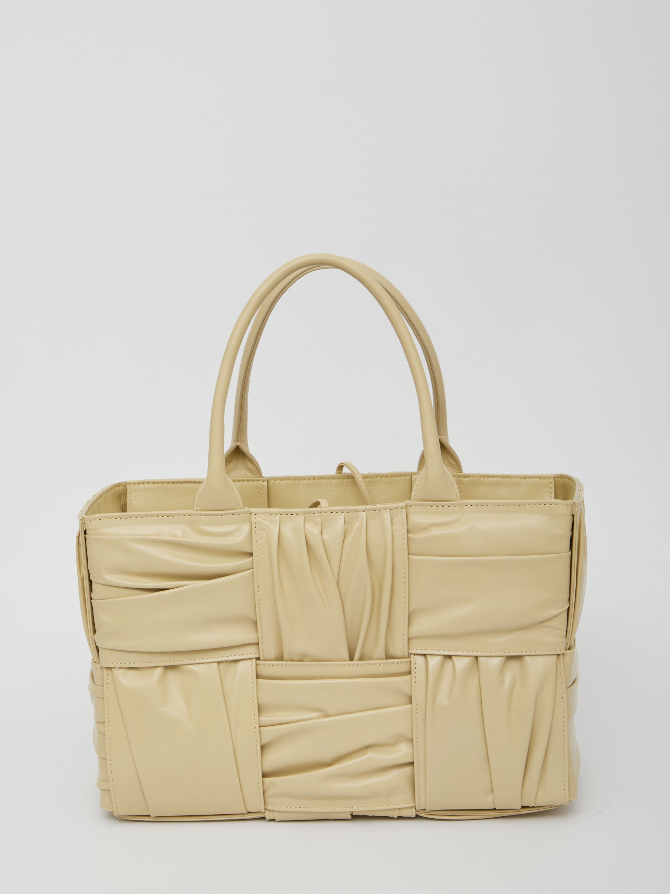 Small Arco Tote Bag In Beige Porridge & M Brass