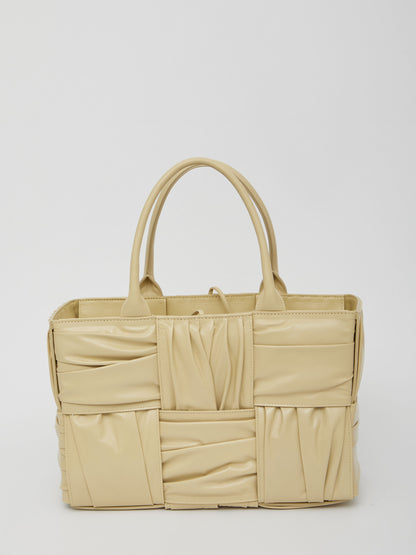 Small Arco Tote Bag In Beige Porridge & M Brass