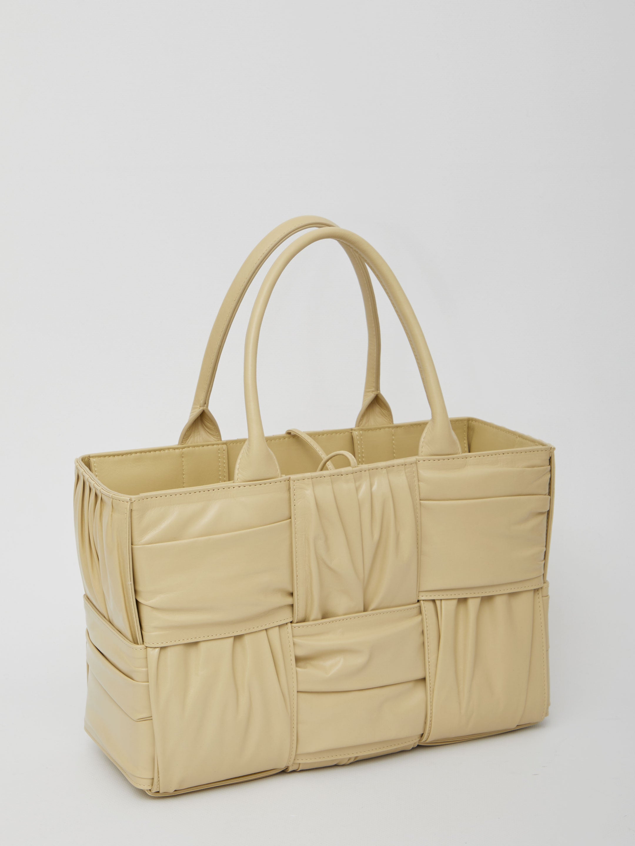 Small Arco Tote Bag In Beige Porridge & M Brass