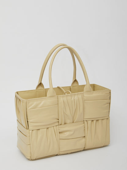 Small Arco Tote Bag In Beige Porridge & M Brass